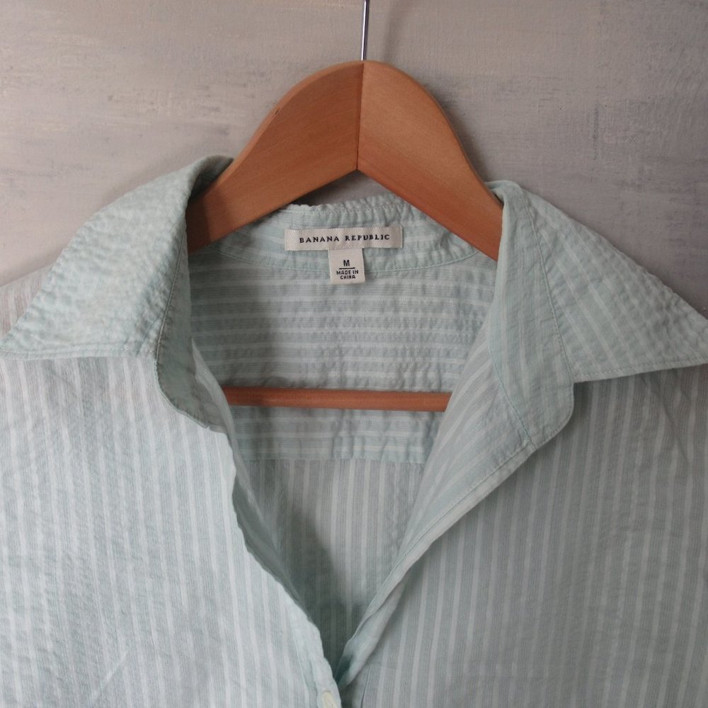 banana republic waffle fitted shirt aqua shirt M